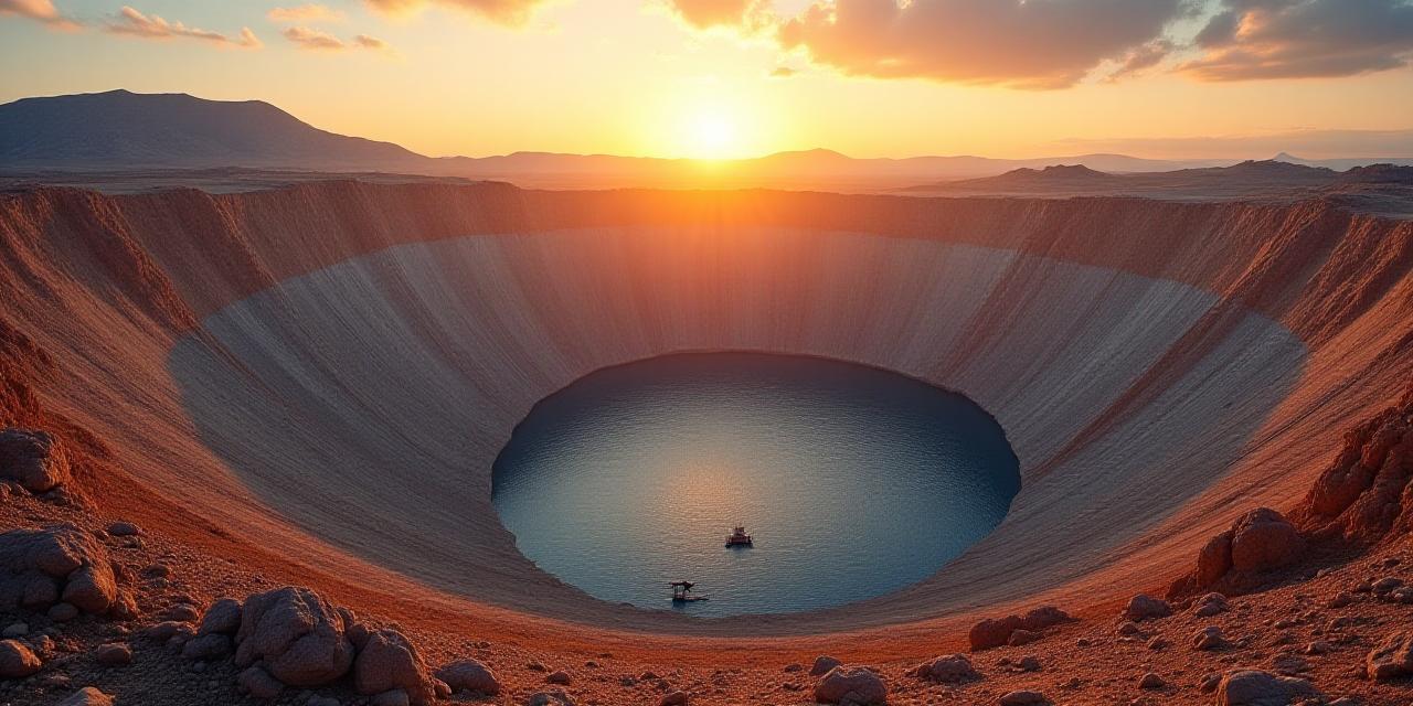 Panoramic view of a modern open-pit mine operation with high-tech machinery