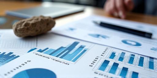 Close up of mining strategy charts and financial metrics